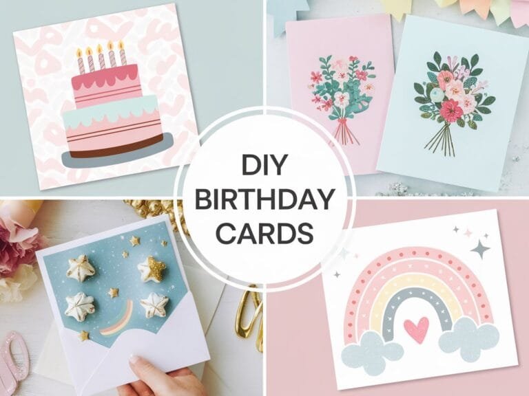 Collage with DIY birthday card ideas