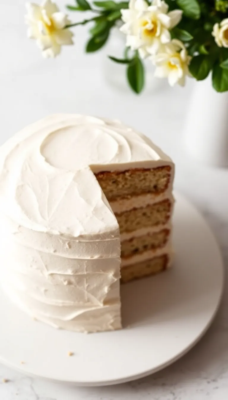 Simple Vanilla Birthday Cake with white frosting